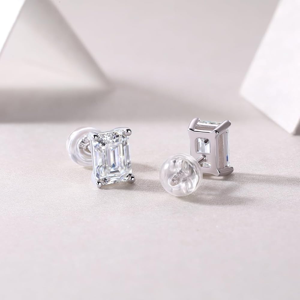 Emerald Cut Stud Earrings