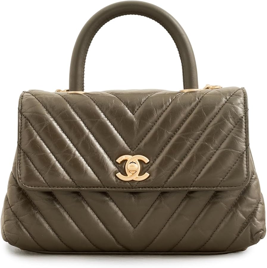 Chevron Quilted Top Handle Flap Bag