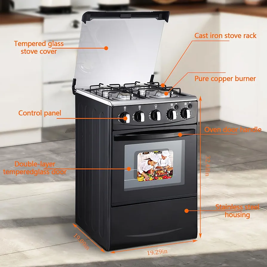 4-Burner Gas Cooker with Oven