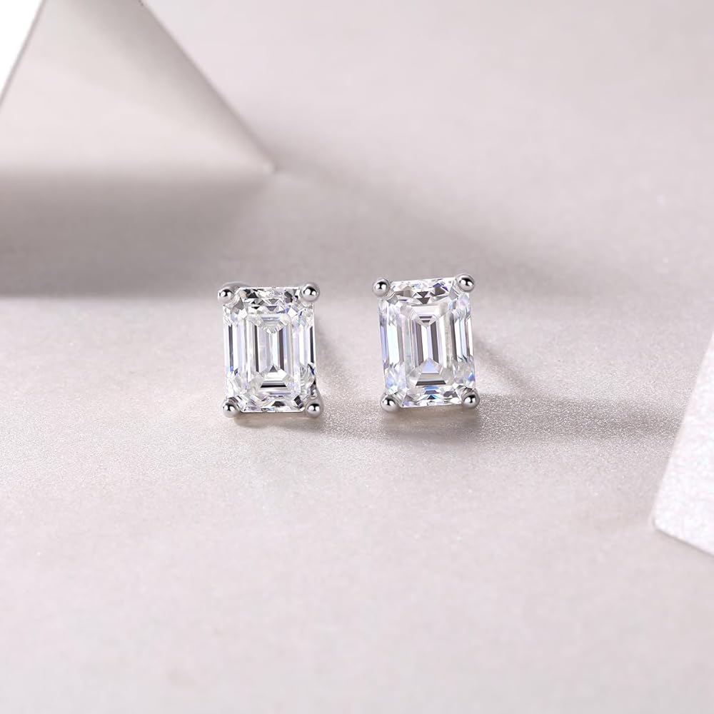 Emerald Cut Stud Earrings