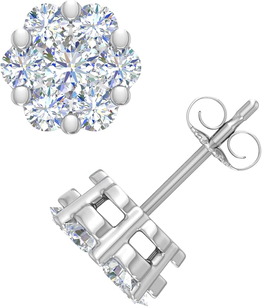 Flower Diamond Stud Earrings